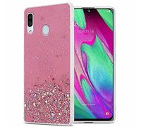 Cadorabo Funda Compatible con Samsung Galaxy A40 en Rosa con Purpurina - Funda Protectora de Silicona TPU con Purpurina Brillante - Ultra Slim Back Cover Case