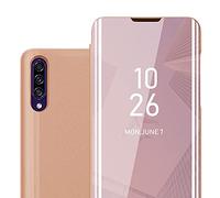 Cadorabo Funda compatible con Samsung Galaxy A50 / A30s / A50s en KUNZIT ROSA - Funda protectora Clear View Mirror - Funda ultradelgada Funda Etui con función de Soporte Protección de 360 Grados