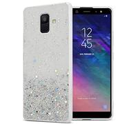 Cadorabo Funda Compatible con Samsung Galaxy A6 2018 en Transparente con Purpurina - Funda Protectora de Silicona TPU con Purpurina Brillante - Ultra Slim Back Cover Case
