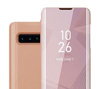 Cadorabo Funda Compatible con Samsung Galaxy S10 Plus en KUNZIT Rosa - Funda Protectora Clear View Mirror - Funda ultradelgada Funda Etui con función de Soporte Protección de 360 Grados