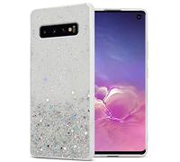 Cadorabo Funda Compatible con Samsung Galaxy S10 Plus en Transparente con Purpurina - Funda Protectora de Silicona TPU con Purpurina Brillante - Ultra Slim Back Cover Case