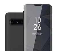 Cadorabo Funda Compatible con Samsung Galaxy S10 Plus en TURMALINA Negro - Funda Protectora Clear View Mirror - Funda ultradelgada Funda Etui con función de Soporte Protección de 360 Grados