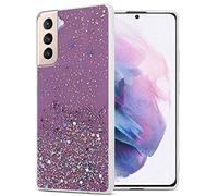 Cadorabo Funda Compatible con Samsung Galaxy S21 Plus en Púrpura con Purpurina - Funda Protectora de Silicona TPU con Purpurina Brillante - Ultra Slim Back Cover Case