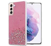 Cadorabo Funda Compatible con Samsung Galaxy S21 Plus en Rosa con Purpurina - Funda Protectora de Silicona TPU con Purpurina Brillante - Ultra Slim Back Cover Case