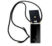 Cadorabo Funda con Cuerda para Samsung Galaxy S8 Plus en Negro - Cubierta Protección Collar para Colgar di TPU Silicona Transparente con Anillos OROS, Cordon y Estuche Removible