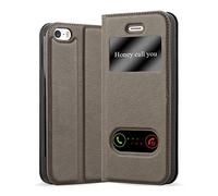 Cadorabo Funda Libro para Apple iPhone 5 / iPhone 5S / iPhone SE en MARRÓN Piedra - Cubierta Proteccíon con Cierre Magnético, Función de Suporte y 2 Ventanas- Etui Case Cover Carcasa