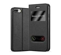 Cadorabo Funda Libro para Apple iPhone 8 Plus / 7 Plus / 7S Plus en Negro Cometa - Cubierta Proteccíon con Cierre Magnético, Función de Suporte y 2 Ventanas- Etui Case Cover Carcasa