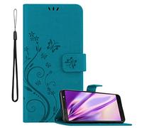 Cadorabo Funda Libro para Motorola Moto G6 Plus en Azul Floral - Cubierta Proteccíon en Diseño de Flor con Cierre Magnético, Función de Suporte e 3 Tarjeteros - Etui Case Cover Carcasa
