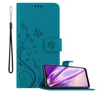 Cadorabo Funda Libro para Samsung Galaxy A13 5G en Azul Floral - Cubierta Proteccíon en Diseño de Flor con Cierre Magnético, Función de Suporte e 3 Tarjeteros - Etui Case Cover Carcasa