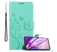 Cadorabo Funda Libro para Samsung Galaxy A51 en Turquesa Floral - Cubierta Proteccíon en Diseño de Flor con Cierre Magnético, Función de Suporte e 3 Tarjeteros - Etui Case Cover Carcasa