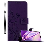 Cadorabo Funda Libro para Samsung Galaxy A71 en Lila Oscuro Floral - Cubierta Proteccíon en Diseño de Flor con Cierre Magnético, Función de Suporte e 3 Tarjeteros - Etui Case Cover Carcasa