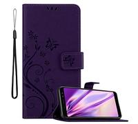 Cadorabo Funda Libro para Samsung Galaxy A8 2018 en Lila Oscuro Floral - Cubierta Proteccíon en Diseño de Flor con Cierre Magnético, Función de Suporte e 3 Tarjeteros - Etui Case Cover Carcasa