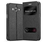 Cadorabo Funda Libro para Samsung Galaxy Grand Prime en Negro Cometa - Cubierta Proteccíon con Cierre Magnético, Función de Suporte y 2 Ventanas- Etui Case Cover Carcasa
