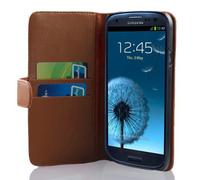 Cadorabo Funda Libro para Samsung Galaxy S3 / S3 Neo en MARRÓN Cacao - Cubierta Proteccíon de Cuero Sintético Liso con Tarjetero y Función de Suporte - Etui Case Cover Carcasa