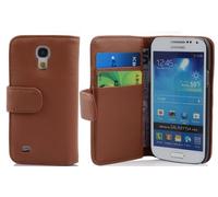 Cadorabo Funda Libro para Samsung Galaxy S4 Mini en MARRÓN Cacao - Cubierta Proteccíon de Cuero Sintético Liso con Tarjetero y Función de Suporte - Etui Case Cover Carcasa