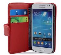 Cadorabo Funda Libro para Samsung Galaxy S4 Mini en Rojo DE Chile - Cubierta Proteccíon de Cuero Sintético Liso con Tarjetero y Función de Suporte - Etui Case Cover Carcasa
