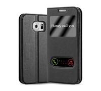 Cadorabo Funda Libro para Samsung Galaxy S6 Edge Plus en Negro Cometa - Cubierta Proteccíon con Cierre Magnético, Función de Suporte y 2 Ventanas- Etui Case Cover Carcasa