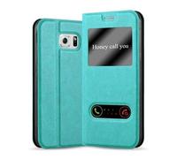 Cadorabo Funda Libro para Samsung Galaxy S6 en Turquesa Menta - Cubierta Proteccíon con Cierre Magnético, Función de Suporte y 2 Ventanas- Etui Case Cover Carcasa