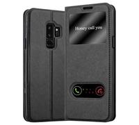 Cadorabo Funda Libro para Samsung Galaxy S9 Plus en Negro Cometa - Cubierta Proteccíon con Cierre Magnético, Función de Suporte y 2 Ventanas- Etui Case Cover Carcasa