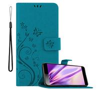 Cadorabo Funda Libro para Sony Xperia L3 en Azul Floral - Cubierta Proteccíon en Diseño de Flor con Cierre Magnético, Función de Suporte e 3 Tarjeteros - Etui Case Cover Carcasa