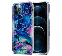 Cadorabo Funda para Apple iPhone 12 Pro MAX en Mármol Rosa Azul No. 17 - Cubierta Proteccíon de Silicona TPU en Motivo Mosaico - Gel Case Cover Carcasa Ligera