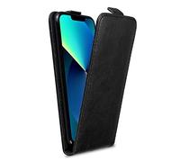 Cadorabo Funda para Apple iPhone 13 Pro in Negro DE Caviar - Cubierta Proteccíon Estilo Flip de Cuero Sintético Liso - Etui Case Cover Carcasa