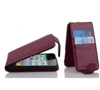 Cadorabo Funda para Apple iPhone 4 / iPhone 4S in Burdeos Violeta - Cubierta Proteccíon Estilo Flip con Tarjetero - Etui Case Cover Carcasa