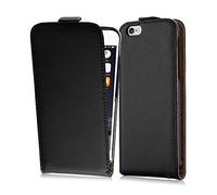 Cadorabo Funda para Apple iPhone 6 Plus/iPhone 6S Plus in Negro DE Caviar - Cubierta Proteccíon Estilo Flip de Cuero Sintético Liso - Etui Case Cover Carcasa