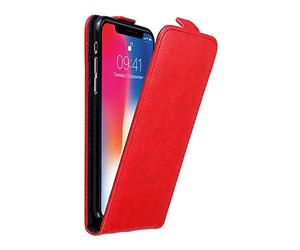 Cadorabo Funda para Apple iPhone X/XS in Rojo Manzana - Cubierta Proteccíon Estilo Flip con Cierre Magnético - Etui Case Cover Carcasa