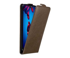 Cadorabo Funda para Huawei P20 in MARRÓN CAFÉ - Cubierta Proteccíon Estilo Flip con Cierre Magnético - Etui Case Cover Carcasa