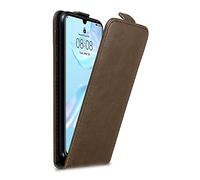 Cadorabo Funda para Huawei P30 in MARRÓN CAFÉ - Cubierta Proteccíon Estilo Flip con Cierre Magnético - Etui Case Cover Carcasa