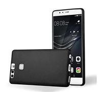 Cadorabo Funda para Huawei P9 en Metallic Negro - Cubierta Proteccíon de Silicona TPU Delgada e Flexible con Antichoque - Gel Case Cover Carcasa Ligera