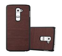 Cadorabo Funda para LG G2 en Woody CAFÉ - Cubierta Protecciónde Plástico Duro Super Delgada e Inflexible con Antichoque - Case Cover Carcasa Protectora Ligera