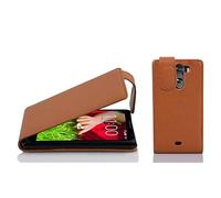 Cadorabo Funda para LG G2 Mini in MARRÓN Cognac - Cubierta Proteccíon Estilo Flip de Cuero Sintético Estructuro - Etui Case Cover Carcasa
