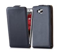 Cadorabo Funda para LG Optimus L9 II (2.Gen) in Negro DE Caviar - Cubierta Proteccíon Estilo Flip de Cuero Sintético Liso - Etui Case Cover Carcasa