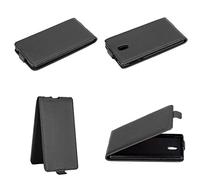 Cadorabo Funda para Nokia 3 2017 in Negro DE Caviar - Cubierta Proteccíon Estilo Flip de Cuero Sintético Liso - Etui Case Cover Carcasa