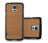 Cadorabo Funda para Samsung Galaxy S5 / S5 Neo en Woody MARRÓN - Cubierta Protecciónde Plástico Duro Super Delgada e Inflexible con Antichoque - Case Cover Carcasa Protectora Ligera