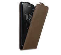Cadorabo Funda para Sony Xperia XZ1 in MARRÓN CAFÉ - Cubierta Proteccíon Estilo Flip con Cierre Magnético - Etui Case Cover Carcasa