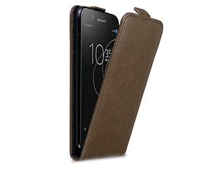 Cadorabo Funda para Sony Xperia XZ1 in MARRÓN CAFÉ - Cubierta Proteccíon Estilo Flip con Cierre Magnético - Etui Case Cover Carcasa
