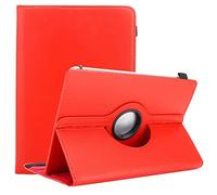 Cadorabo Funda para Tableta Compatible con LG G Pad 5 10.1 en Rojo - Funda Protectora de Cuero sintético con función de Soporte - Estuche de 360 Grados con Banda elástica