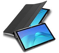 Cadorabo Funda Tableta para Huawei MediaPad M5 / M5 Pro (10.8" Zoll) in Negro SATÉN - Cubierta Proteccíon Bien Fina en Cuero Artificial en Estilo Libro con Auto Wake Up e Función de Suporte