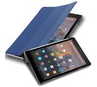 Cadorabo Funda Tableta para Kindlefire HD 10 2017 (7. Gen.) in Azul Oscuro Jersey - Cubierta Proteccíon Bien Fina en Cuero Artificial en Estilo Libro con Auto Wake Up e Función de Suporte