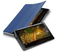 Cadorabo Funda Tableta para Samsung Galaxy Tab A (10.5" Zoll) T590 in Azul Oscuro Jersey - Cubierta Proteccíon Bien Fina en Cuero Artificial en Estilo Libro con Auto Wake Up e Función de Suporte
