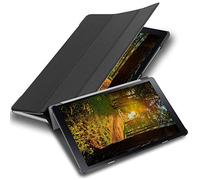 Cadorabo Funda Tableta para Samsung Galaxy Tab A (10.5" Zoll) T590 in Negro SATÉN - Cubierta Proteccíon Bien Fina en Cuero Artificial en Estilo Libro con Auto Wake Up e Función de Suporte