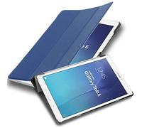 Cadorabo Funda Tableta para Samsung Galaxy Tab E (9.6" Zoll) SM-T561 / T560 in Azul Oscuro Jersey - Cubierta Proteccíon Bien Fina en Cuero Artificial en Estilo Libro SIN Auto Wake Up