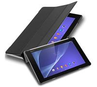 Cadorabo Funda Tableta para Sony Xperia Tablet Z2 (10.1" Zoll) SGP521 in Negro SATÉN - Cubierta Proteccíon Bien Fina en Cuero Artificial en Estilo Libro con Auto Wake Up e Función de Suporte