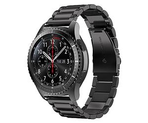 Cadorabo Pulsera de Acero Inoxidable 22mm Compatible con Samsung Galaxy Gear S3 / Gear 2 en Negro - Pulsera de Repuesto para Huawei Watch GT para Ticwatch Pro para Pepple Time para Amazfit Pace UVM