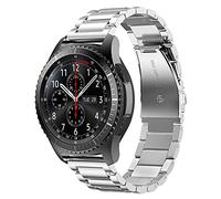 Cadorabo Pulsera de Acero Inoxidable 22mm Compatible con Samsung Galaxy Gear S3 / Gear 2 en Plata - Pulsera de Repuesto para Huawei Watch GT para Ticwatch Pro para Pepple Time para Amazfit Pace UVM