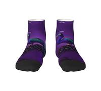 CADREWY - Calcetín unisex transpirable y cómodo con estampado de pavo real para todas las estaciones, para uso diario y atlético, 2 Negro-2, talla única