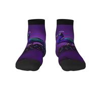 CADREWY - Calcetín unisex transpirable y cómodo con estampado de pavo real para todas las estaciones, para uso diario y atlético, 3 Negro, talla única